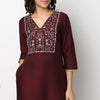 Buy Women Straight Fit Embroidered Three-Fourth Sleeve Kurta  - Style Union