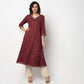 Buy Women Flare Fit Printed Three-Fourth Sleeve Kurta  - Style Union