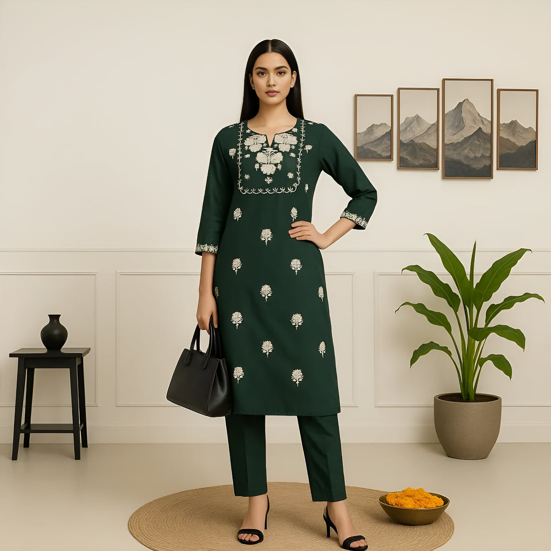Embroidered Straight Kurta