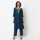 Buy Women Straight Fit Embroidered Three-Fourth Sleeve Kurta  - Style Union