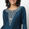 Buy Women Straight Fit Embroidered Three-Fourth Sleeve Kurta  - Style Union