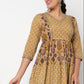 Printed V Neck Tired Kurta