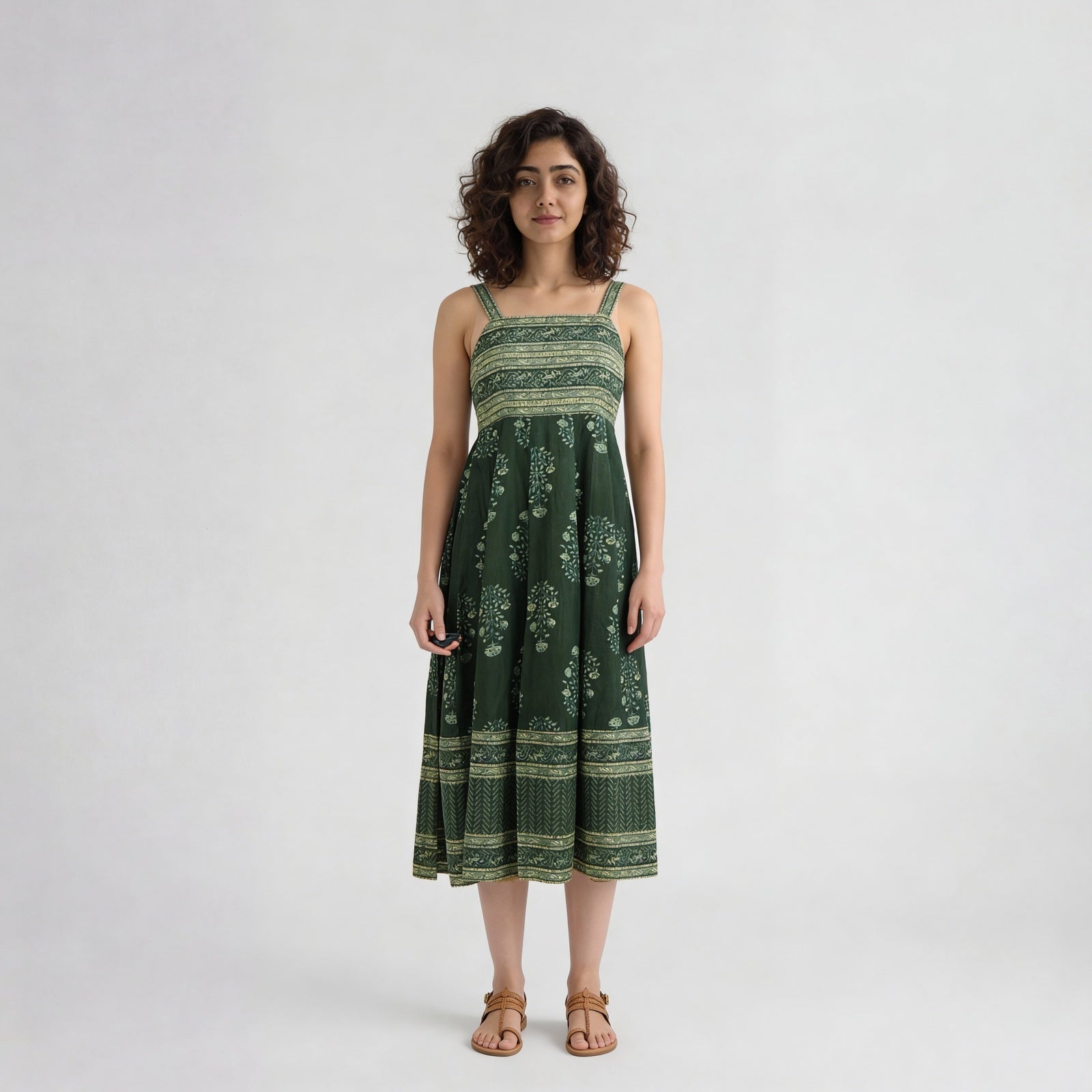 Printed Strappy Tiered Dress