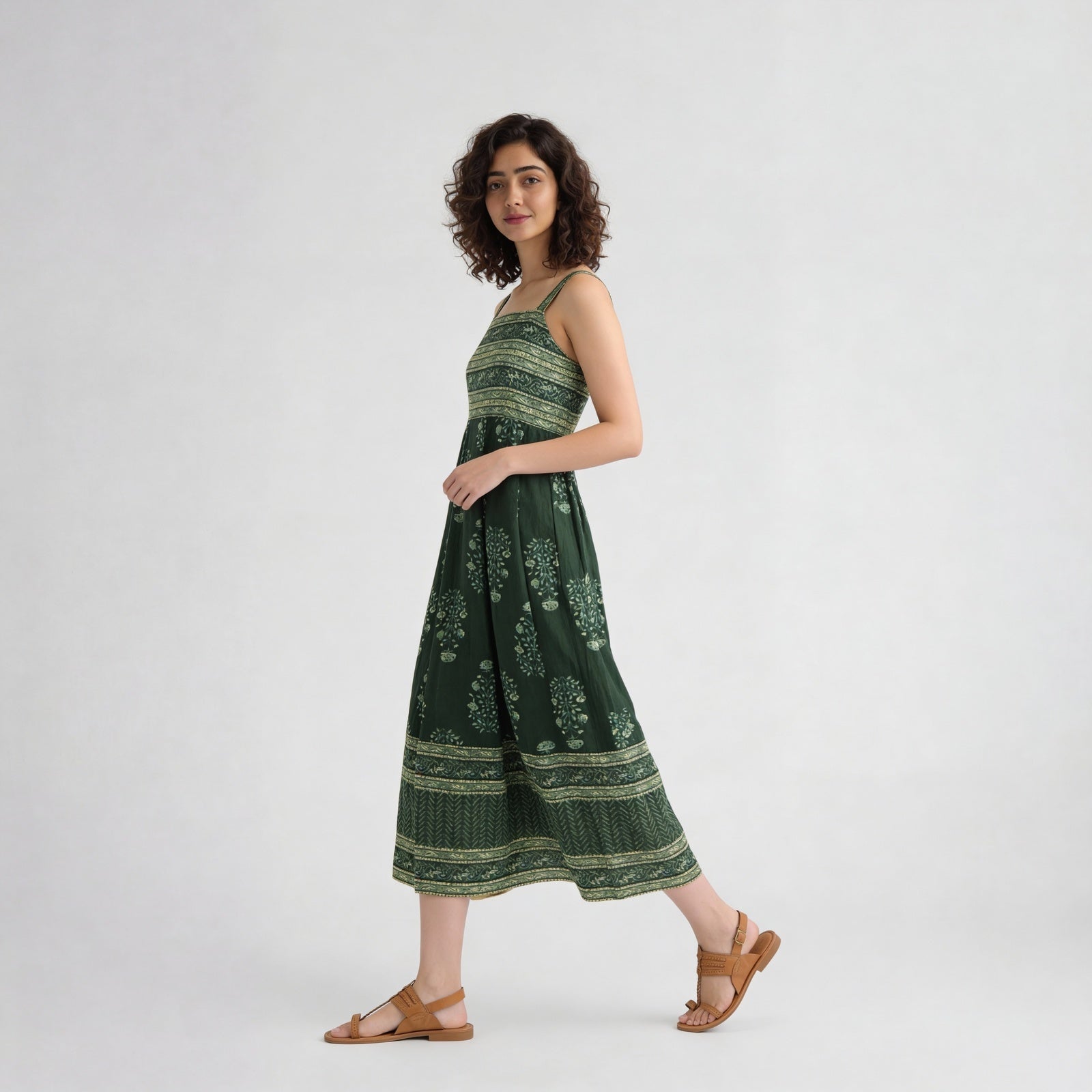 Printed Strappy Tiered Dress