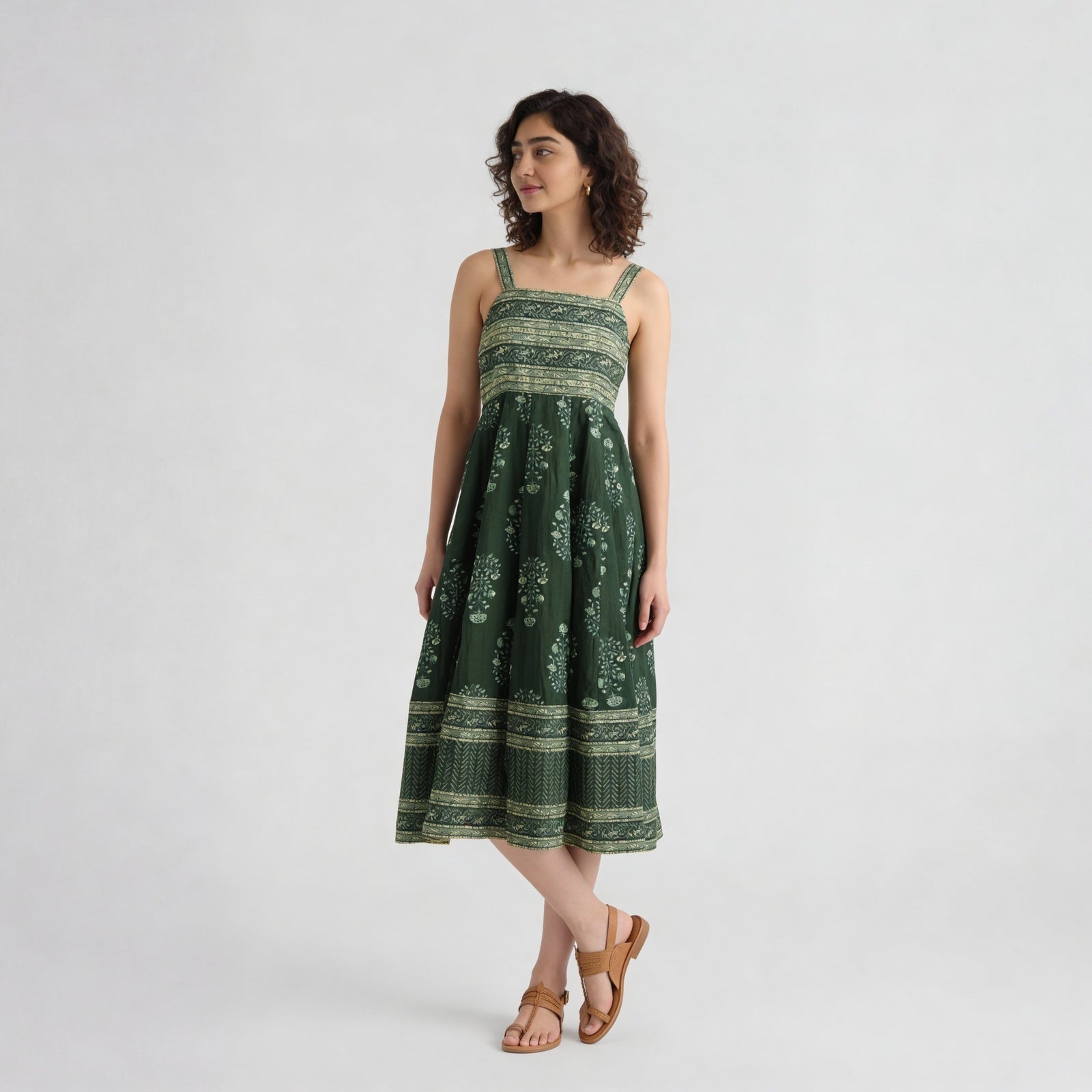 Printed Strappy Tiered Dress