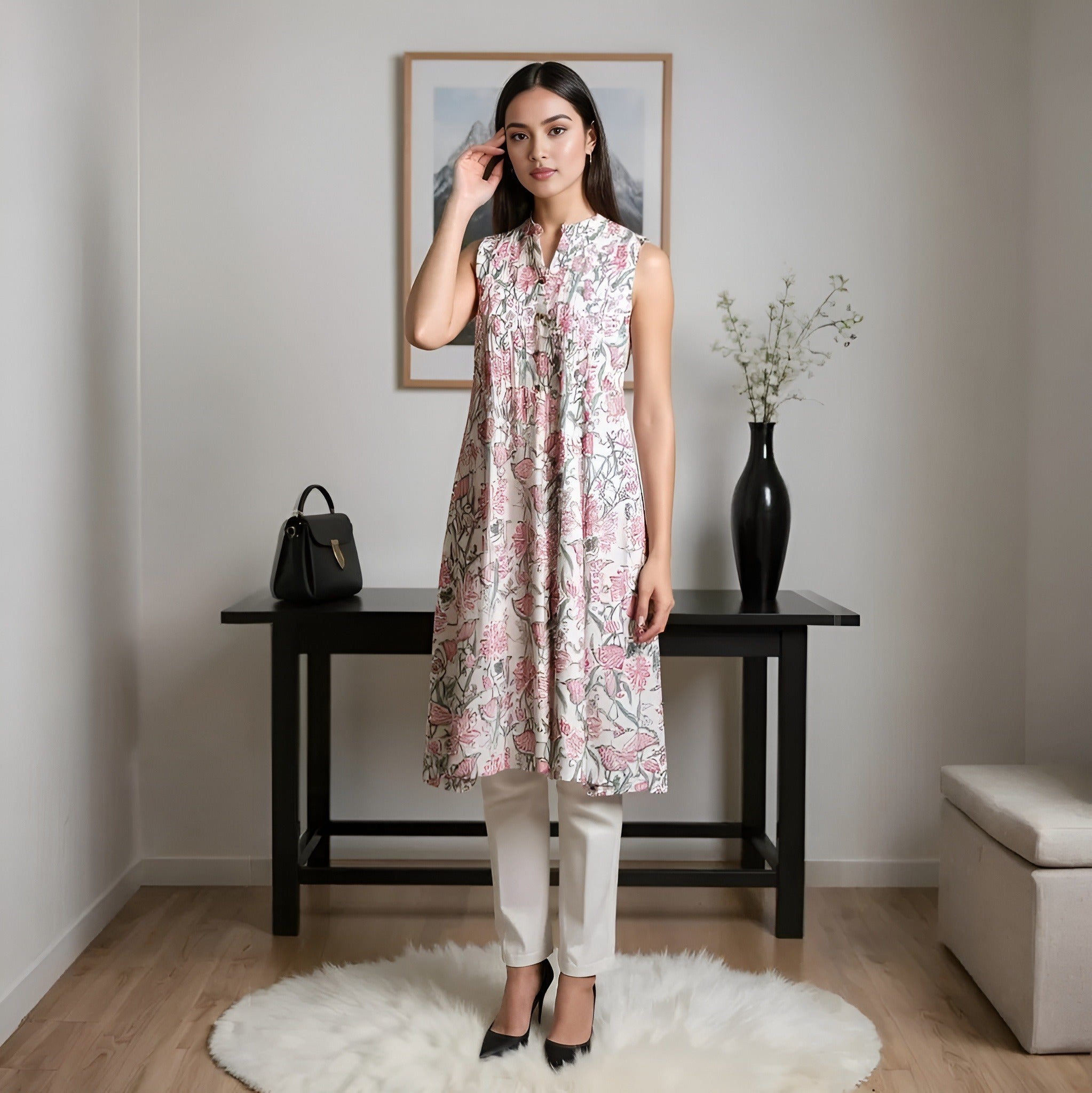 Printed Cotton Flared Kurta