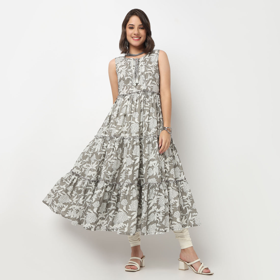 Cotton Printed Tired Kurta