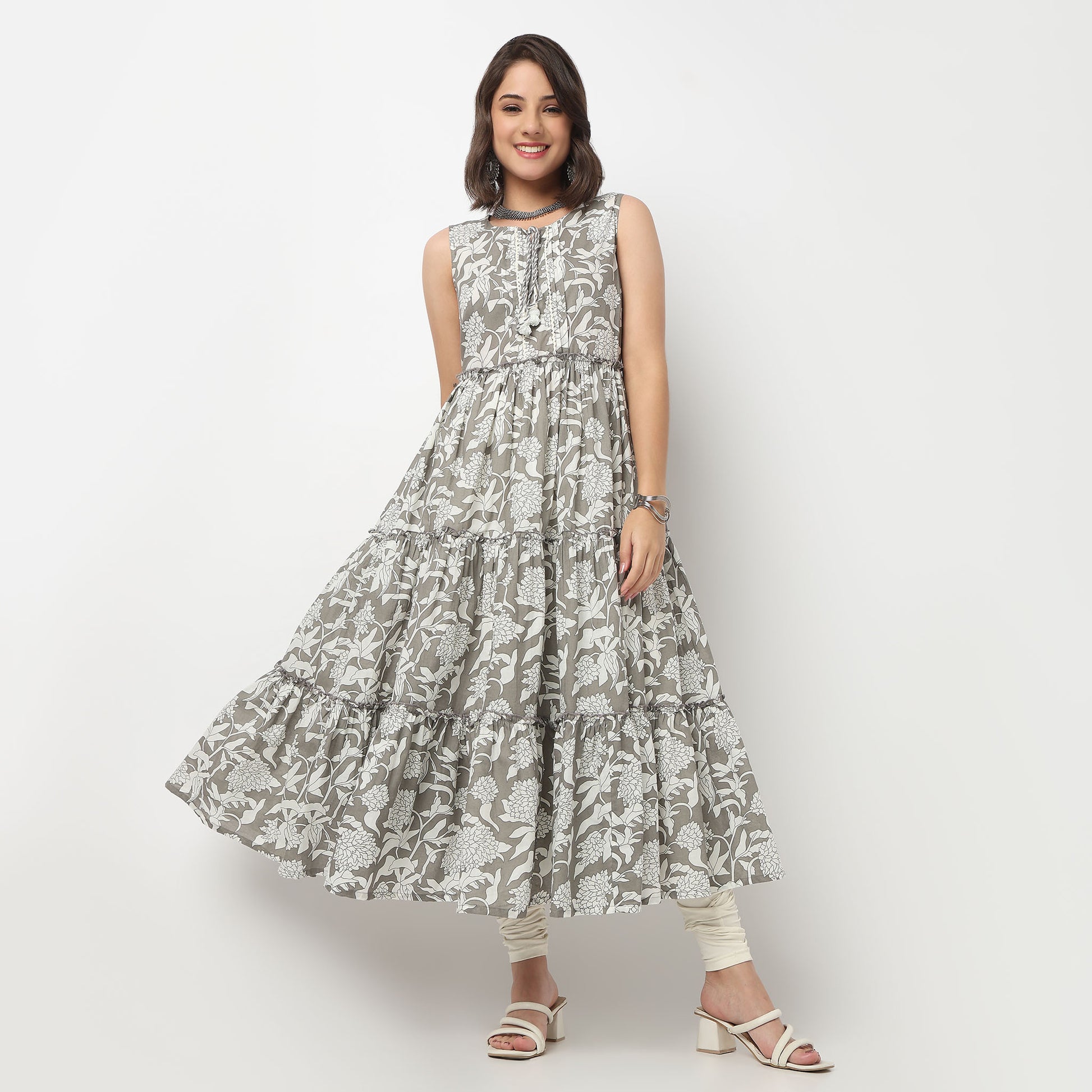 Cotton Printed Tired Kurta