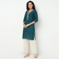 Buy Women Straight Fit Embellished Three-Fourth Sleeve Kurta  - Style Union