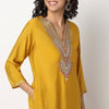 Buy Women Straight Fit Embellished Three-Fourth Sleeve Kurta  - Style Union