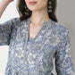 Printed V-Neck Flared Kurta