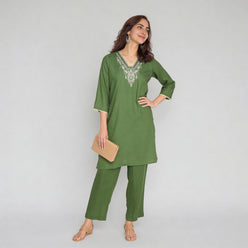 V-Neck Straight Kurta