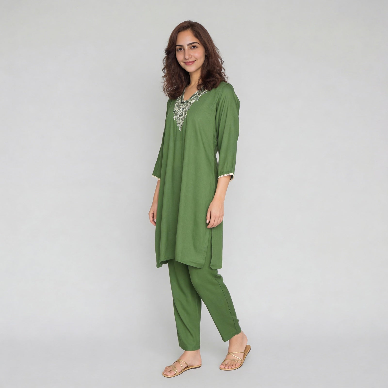 V-Neck Straight Kurta