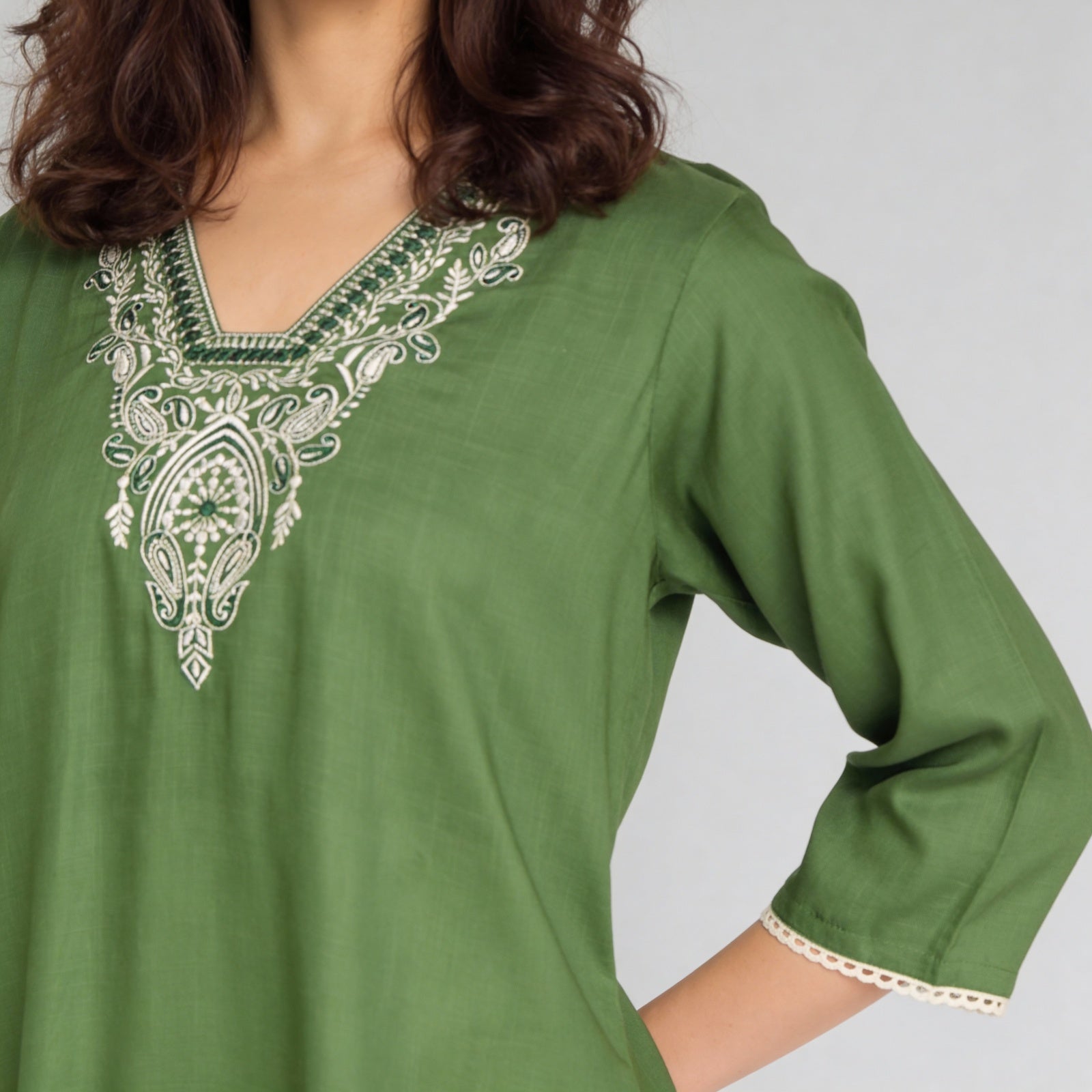 V-Neck Straight Kurta
