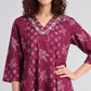 Cotton Printed V-Neck Kalidar Kurta