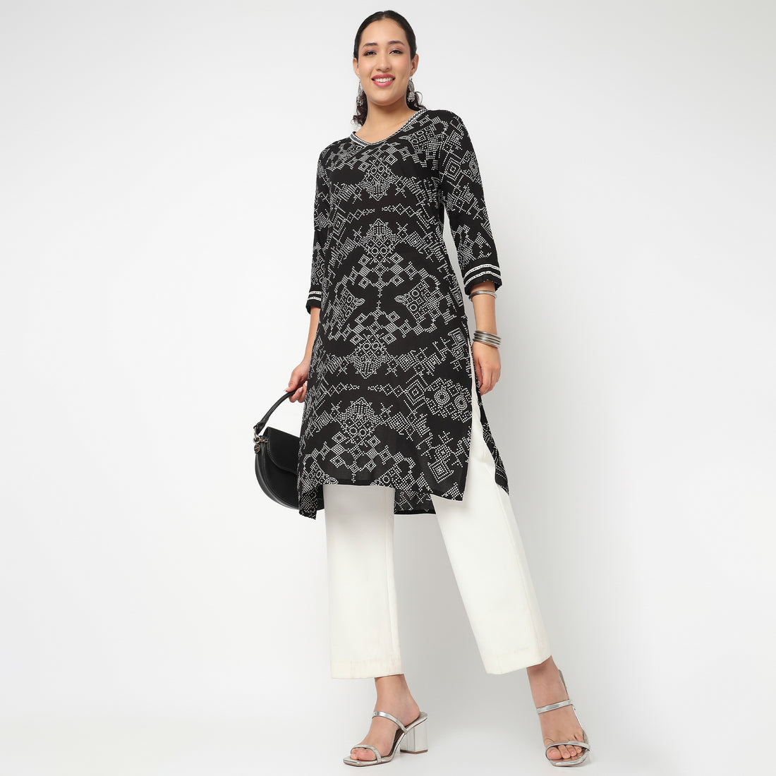 V Neck Printed Kurta