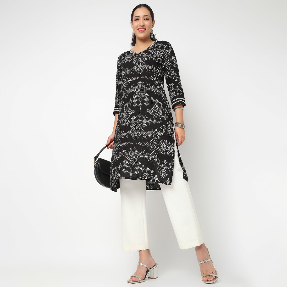 V Neck Printed Kurta