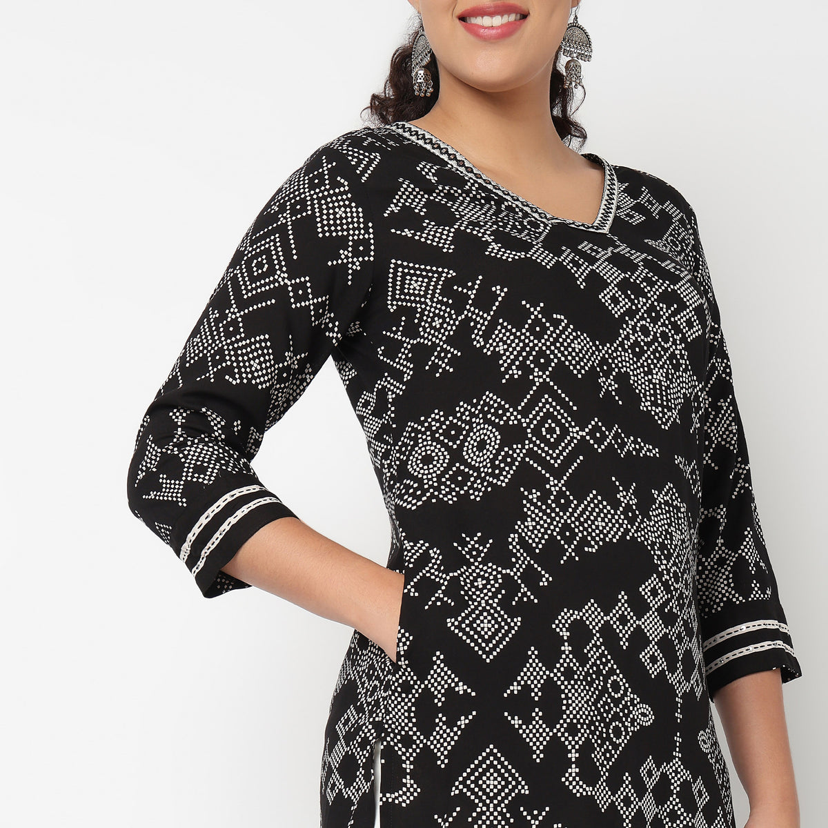 V Neck Printed Kurta