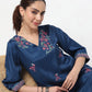 V-Neck Embroidered Straight Kurta