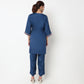V-Neck Embroidered Straight Kurta