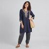 V-Neck Printed Straight Kurta