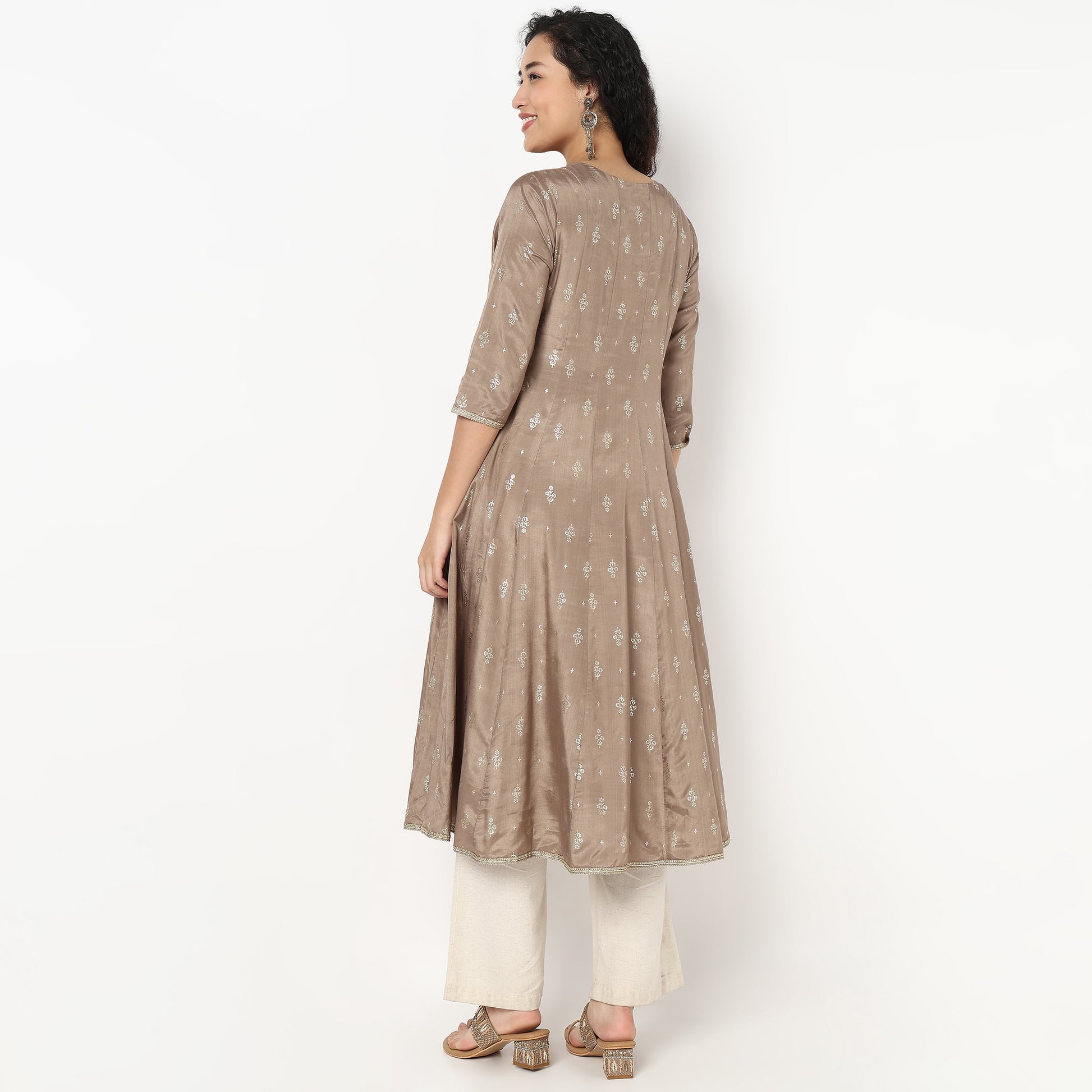 Embellished Flared Long Kurta