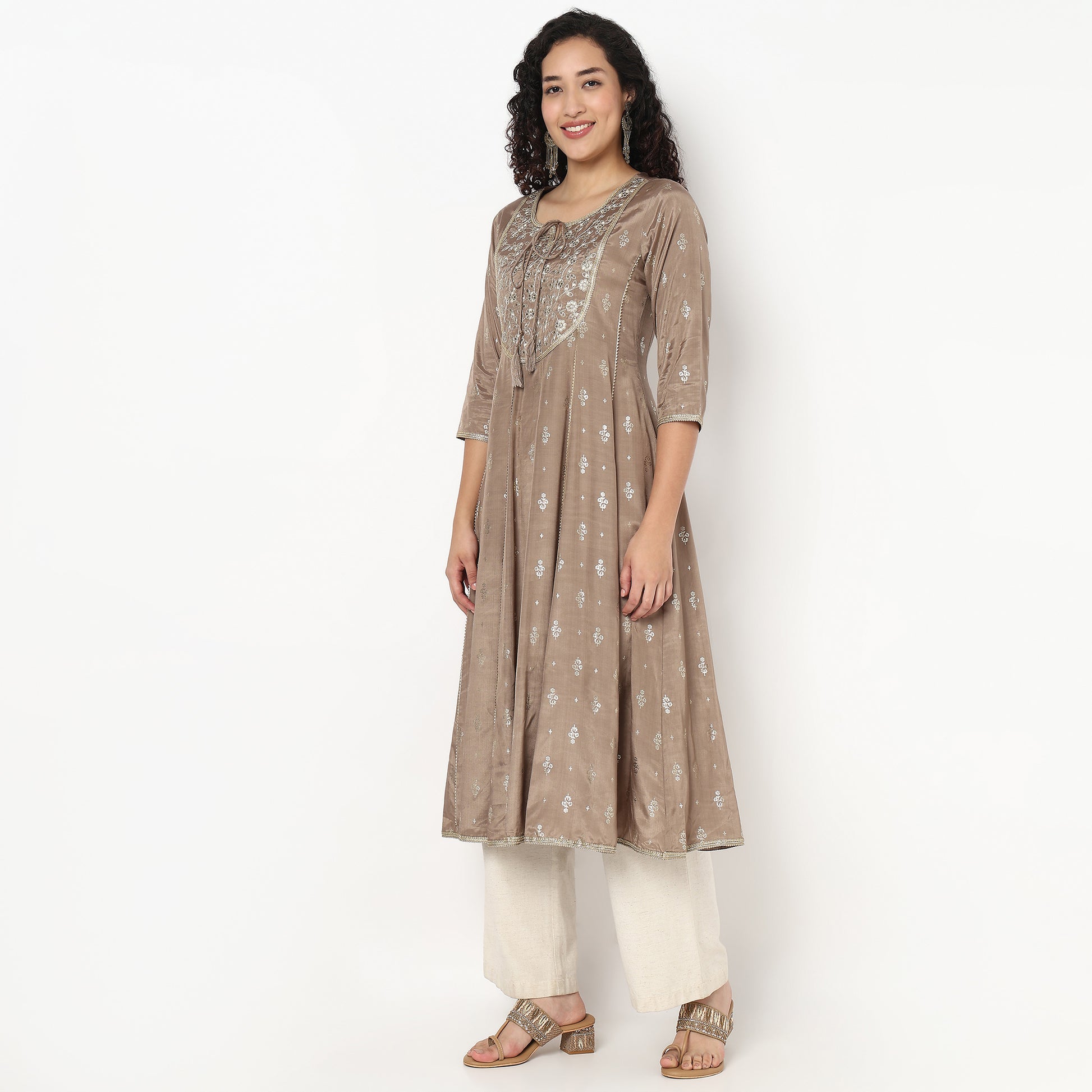 Embellished Flared Long Kurta