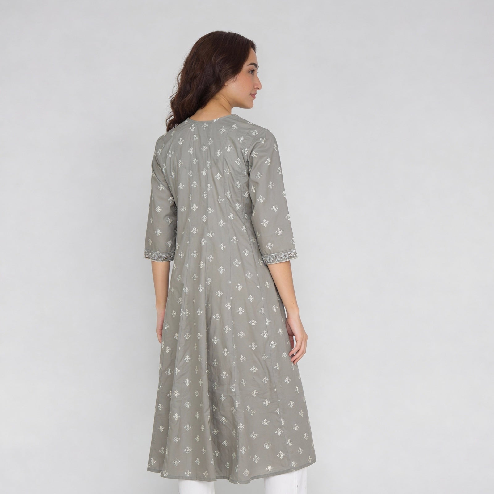 Cotton Printed Three-Fourth Sleeve Kurta