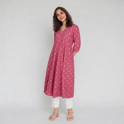 Cotton Printed Three-Fourth Sleeve Kurta