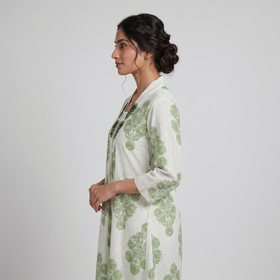Cotton Printed V-Neck Kurta