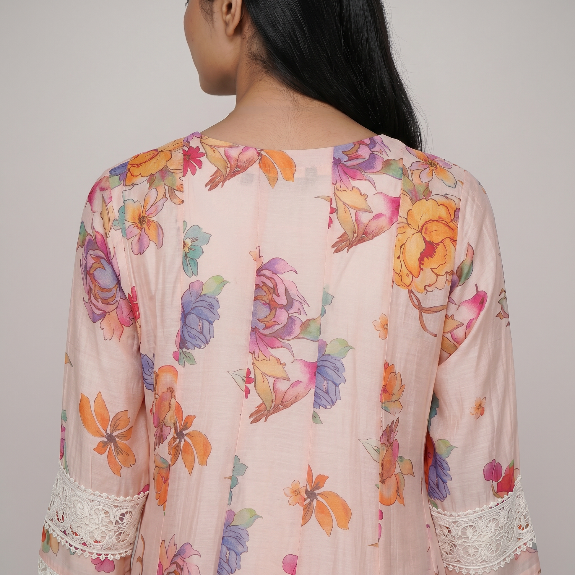 Printed V-Neck Kalidar Kurta