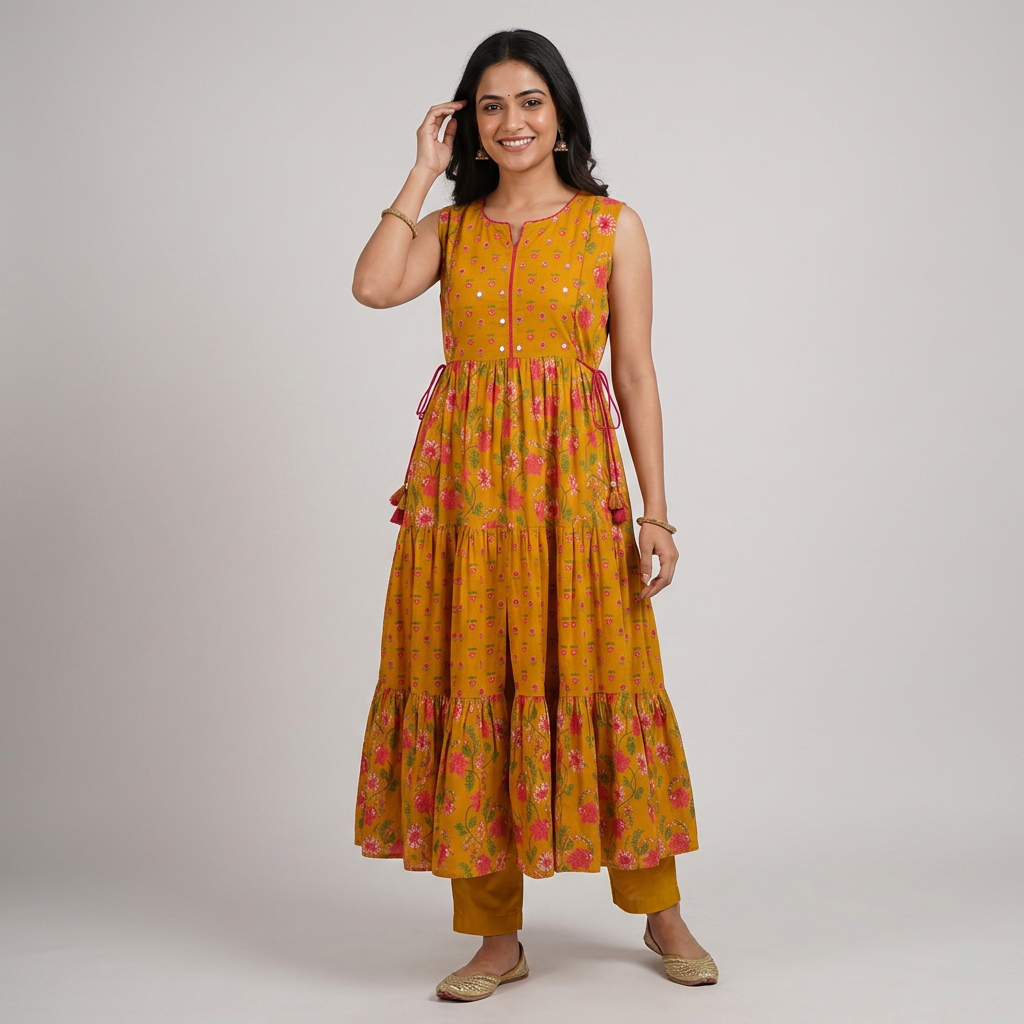 Cotton Printed Flared Kurta