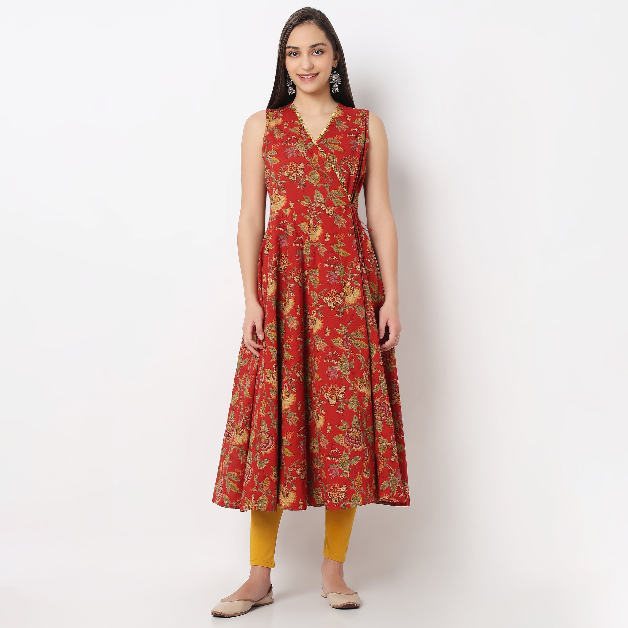 Printed V-Neck Kurta