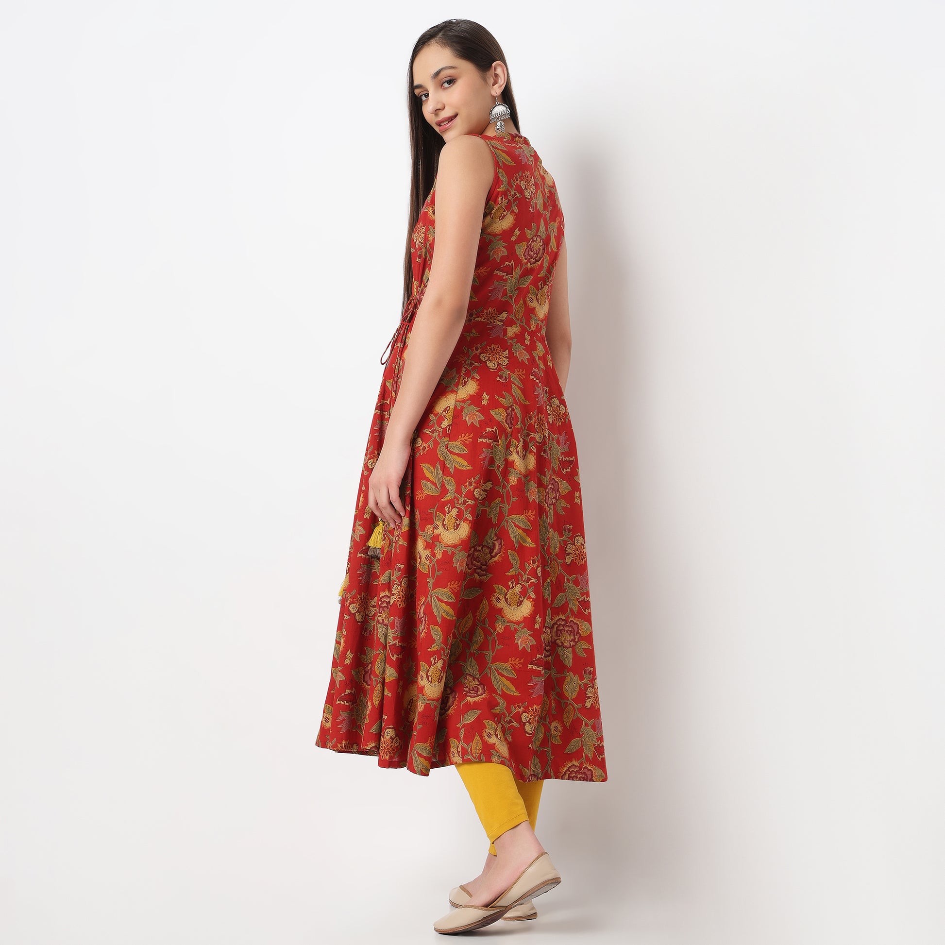 Printed V-Neck Kurta