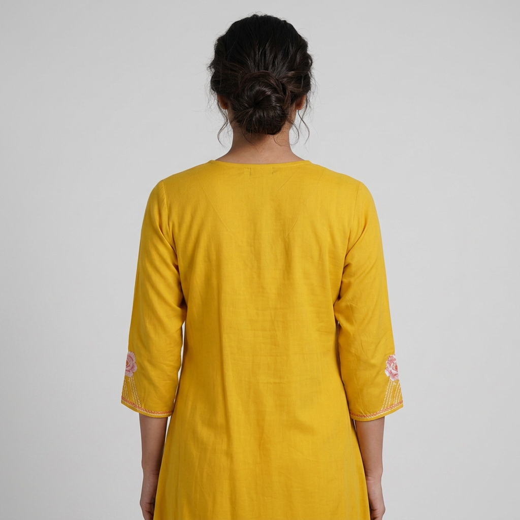 Embroidered V-Neck Flared Kurta