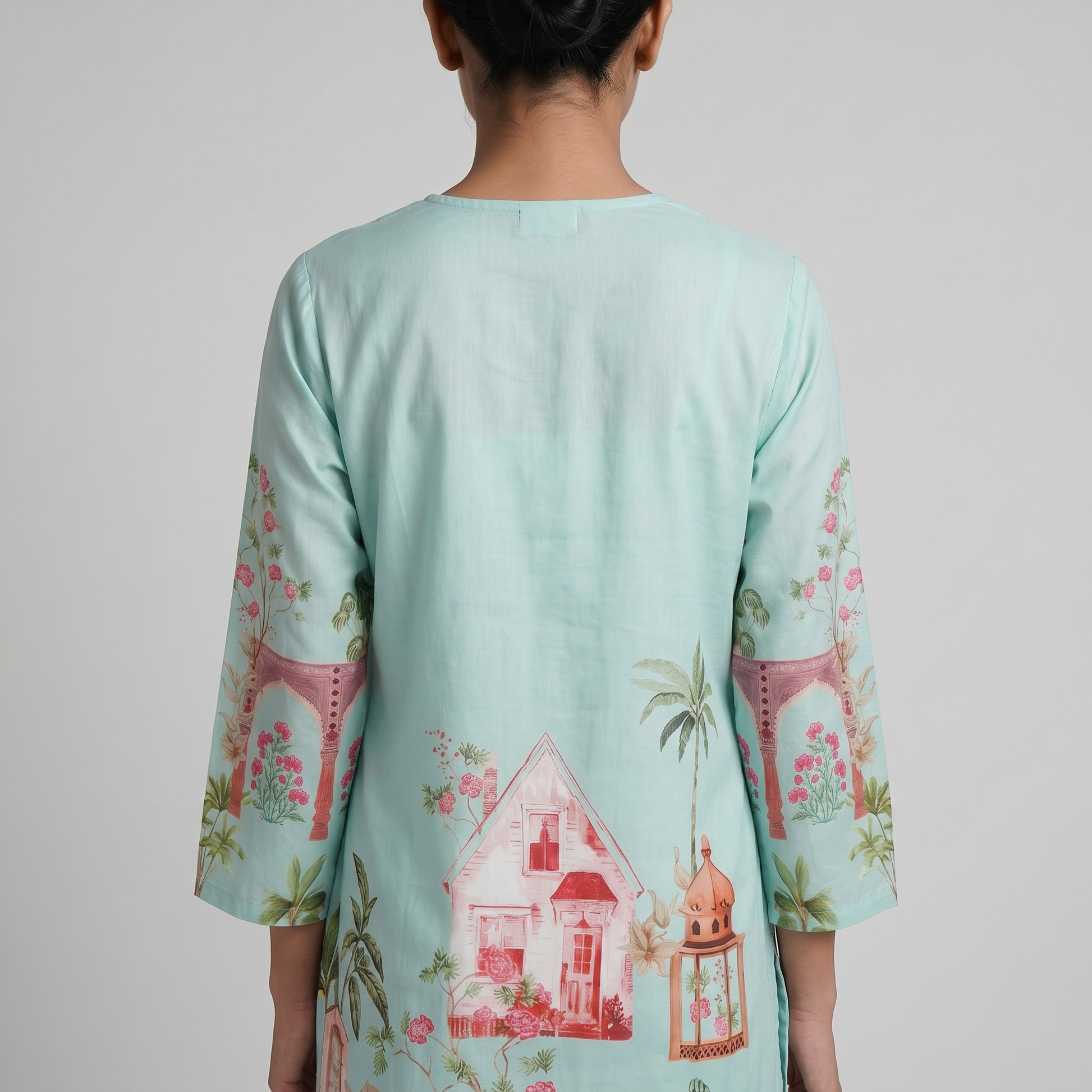Cotton Printed V-Neck Kurta