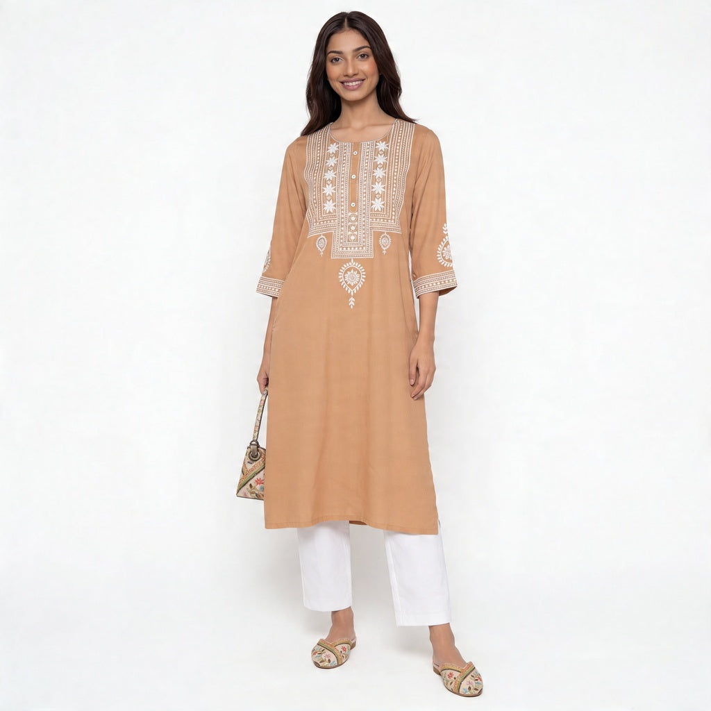 Embroidered Straight Kurta