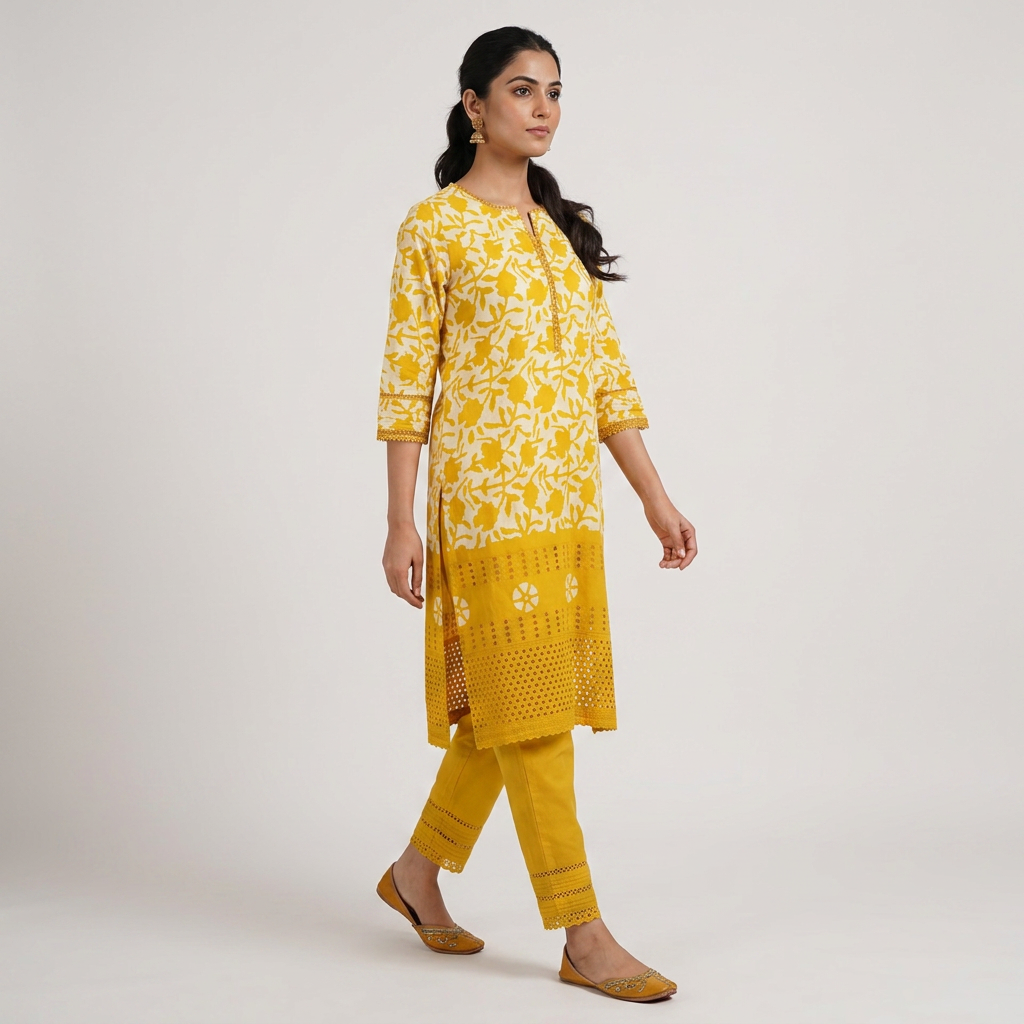 Cotton Printed Straight Kurta