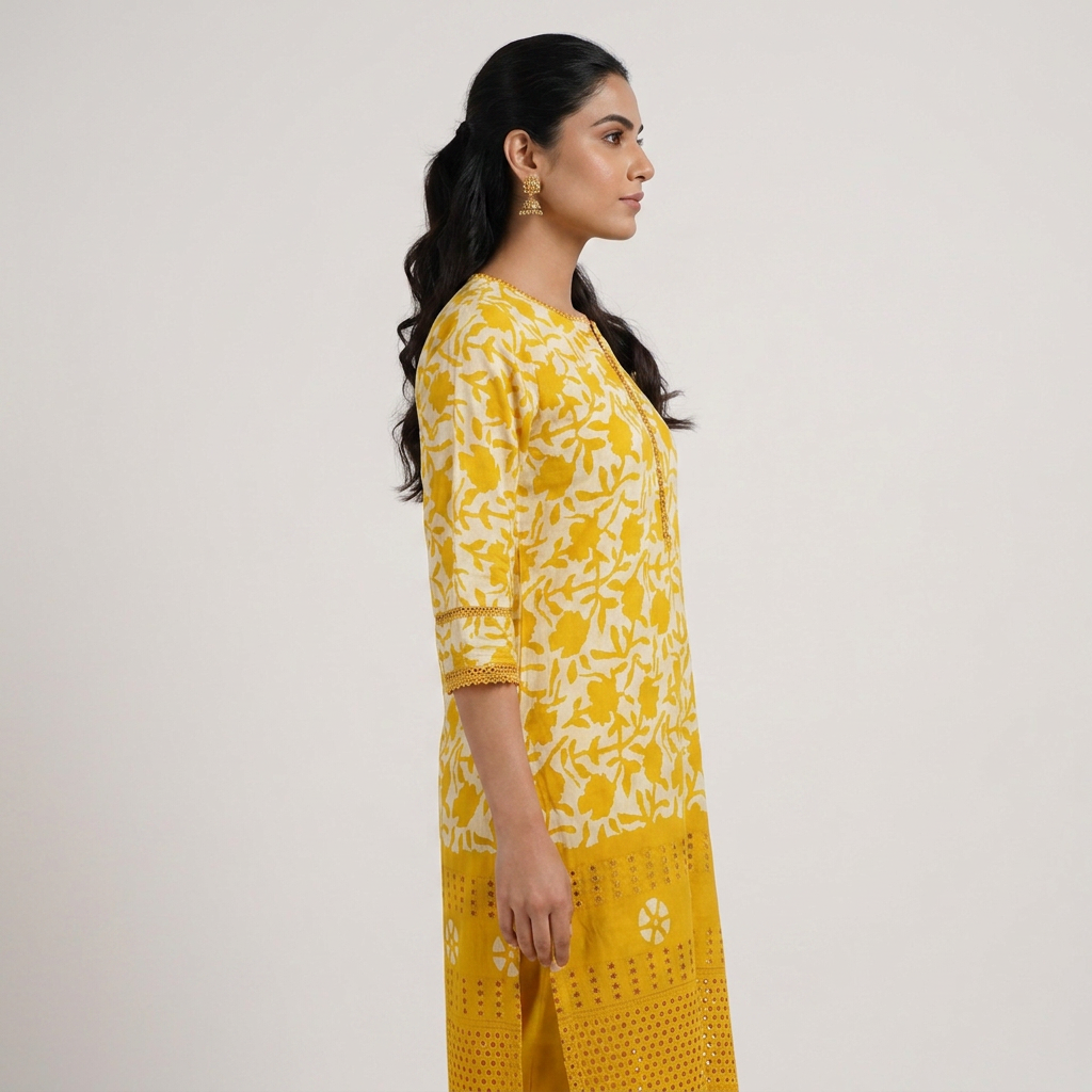 Cotton Printed Straight Kurta
