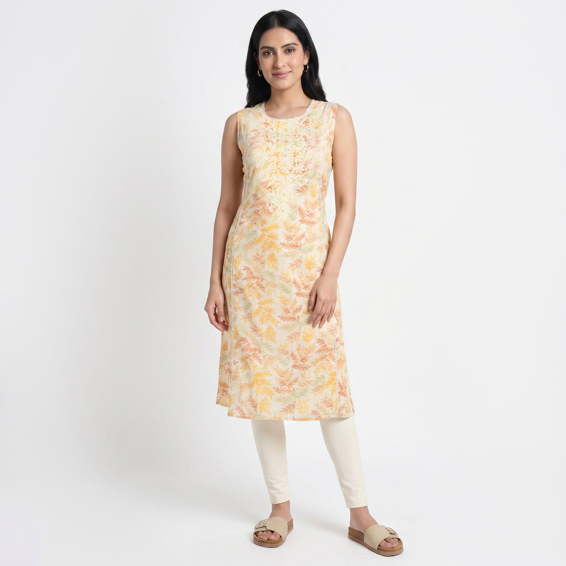 Printed Round Neck Kurta