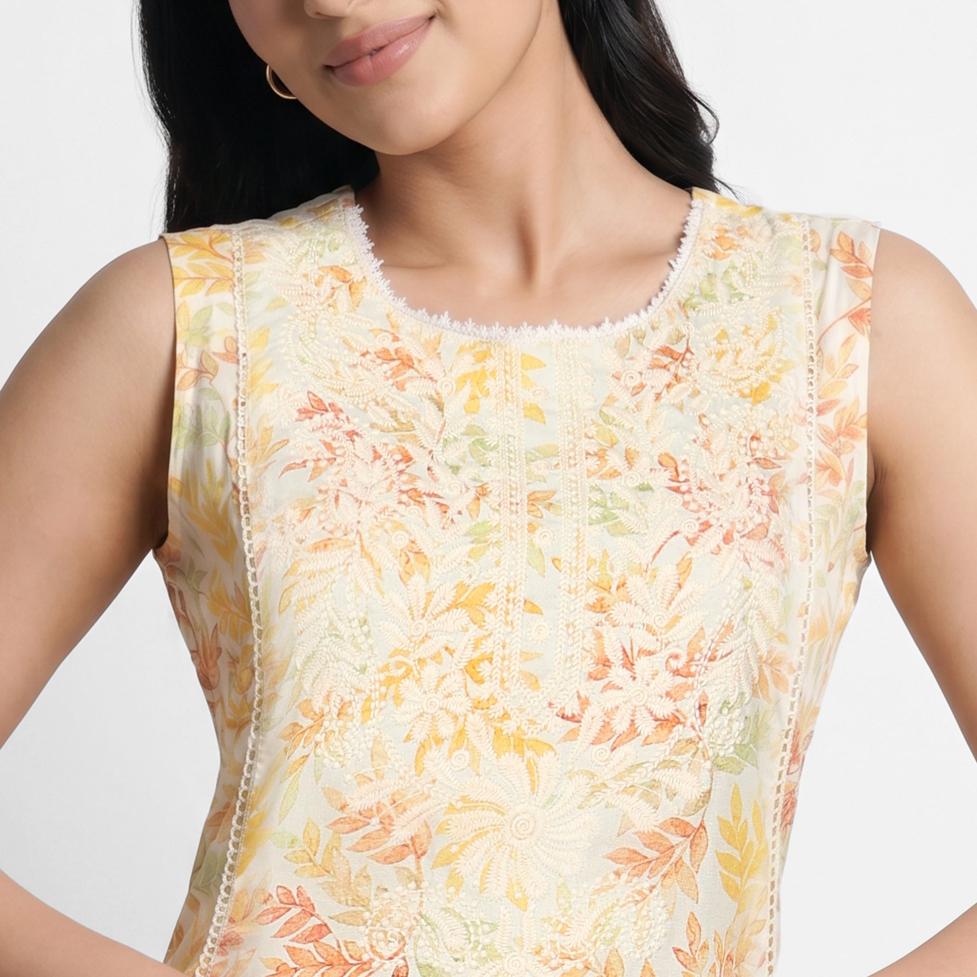 Printed Round Neck Kurta