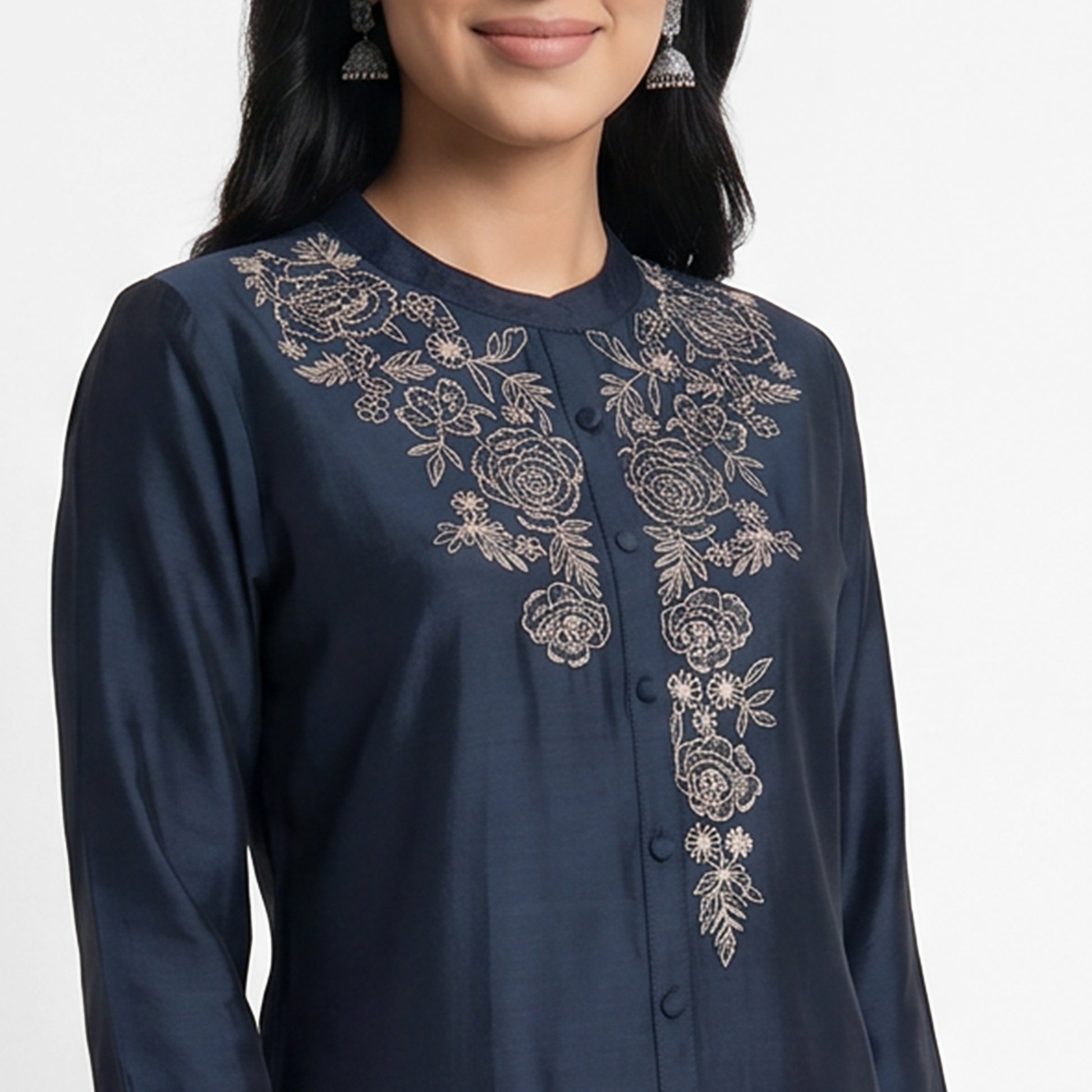 Embroidered Band Neck Kurta