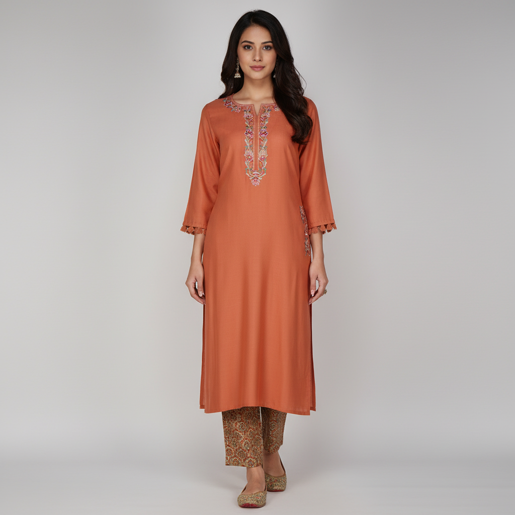 Embroidered Straight Kurta