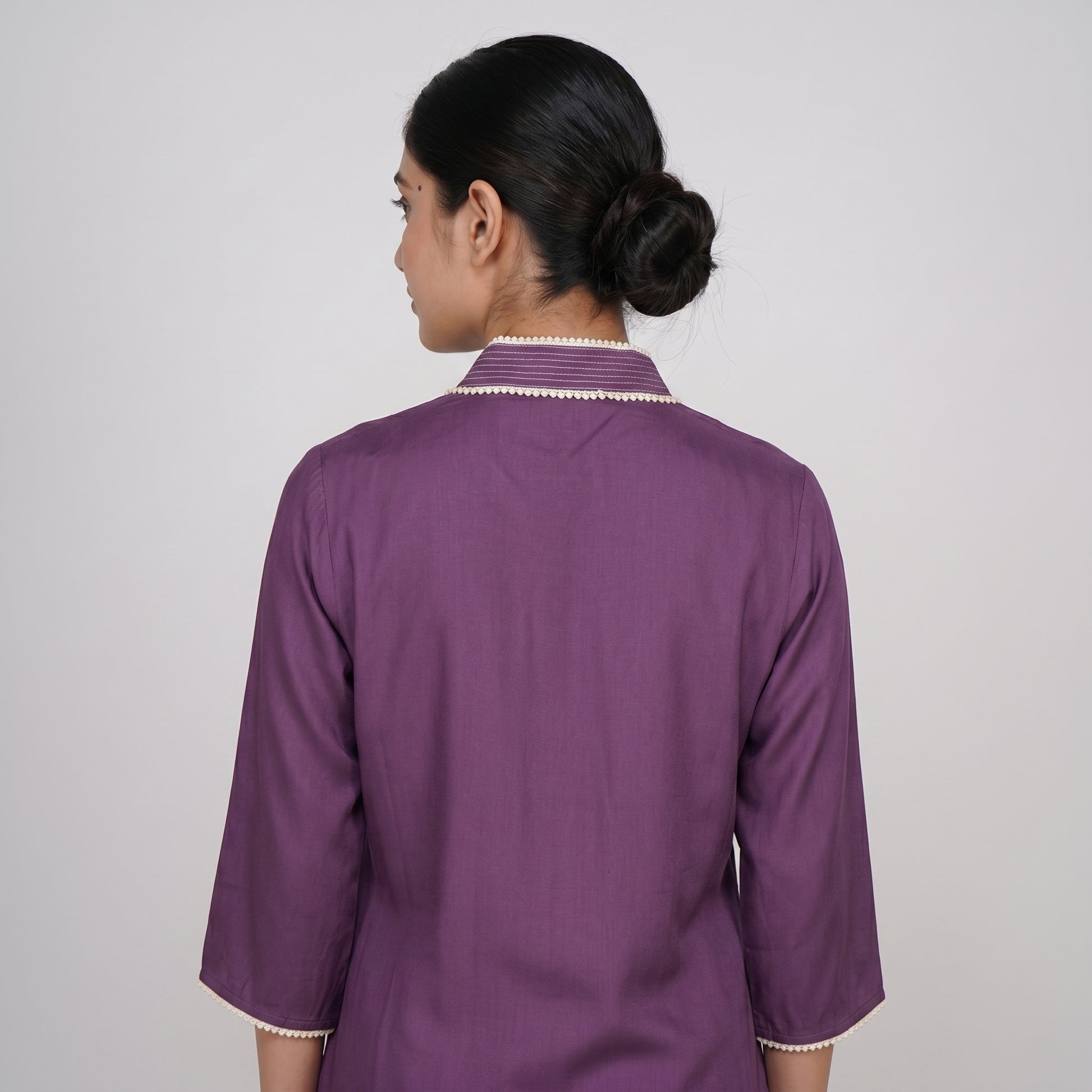 Embroidered V-Neck Straight Kurta