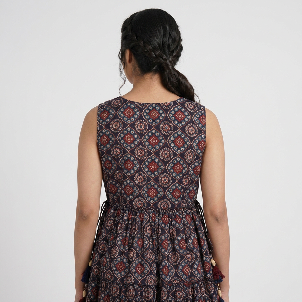 Cotton Printed V-Neck Straight Kurta