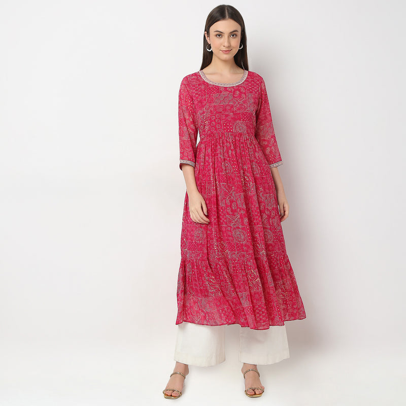 Flare Fit Printed Kurta