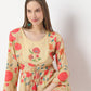All Over Floral Print Blossoming Reflections Gathered Kurta with Mock Jacket Style