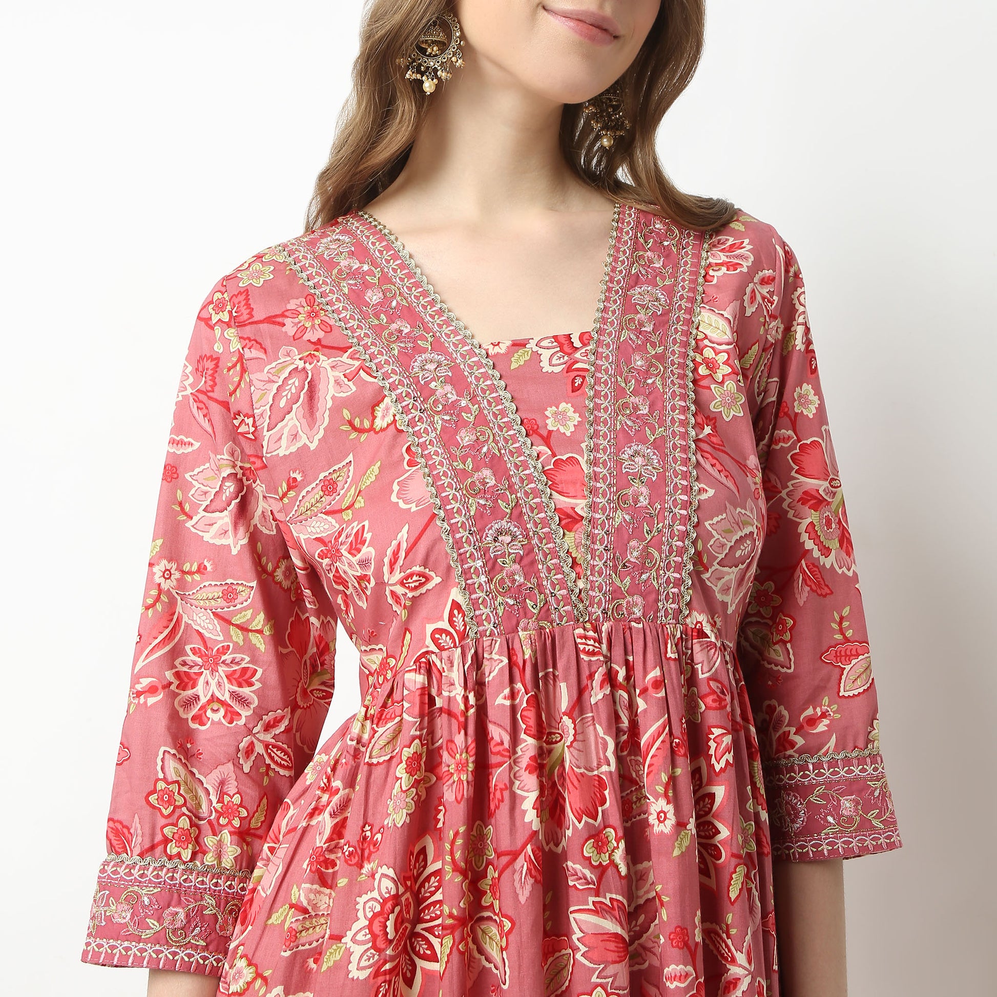 Flare Fit Printed V-Neck Kurta
