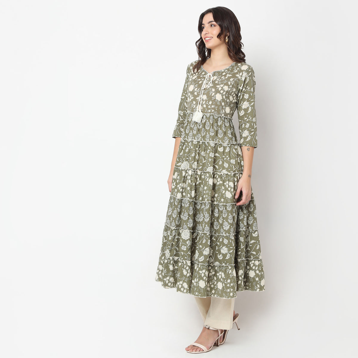 Flare Fit Printed A-Line Kurta