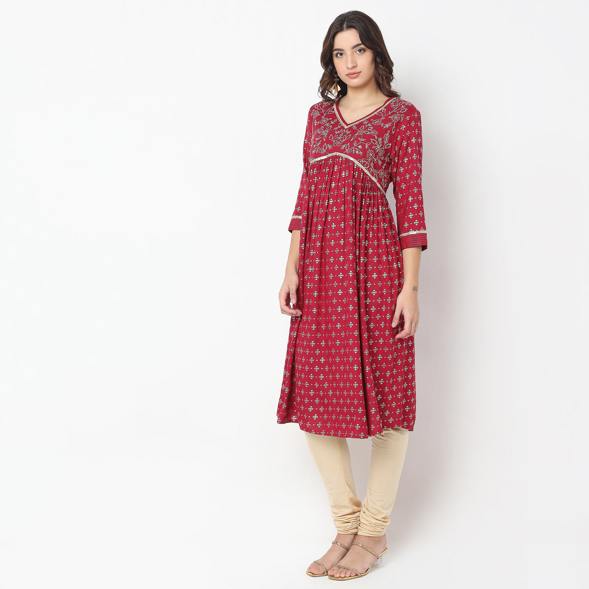 Flare Fit Embroidered A-Line Kurta